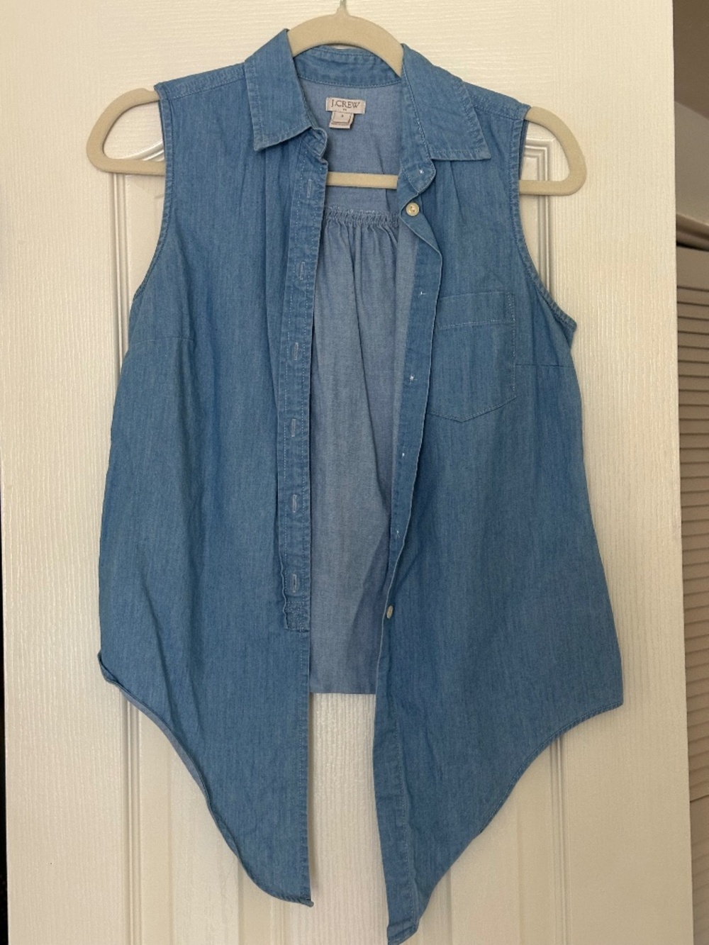 J. Crew - chambray denim - button-up tie tank top